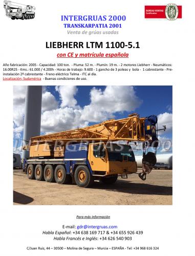 En venta grua movil LIEBHERR LTM 1100/51 añ - Imagen 1